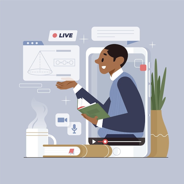 Vlogger on social media illustration