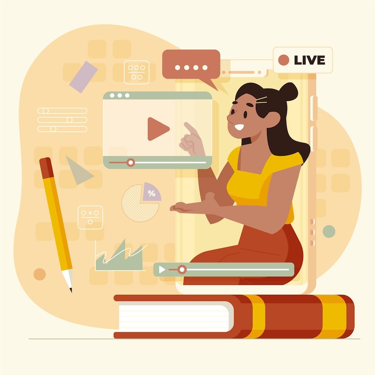 Free Vector vlogger on social media illustration