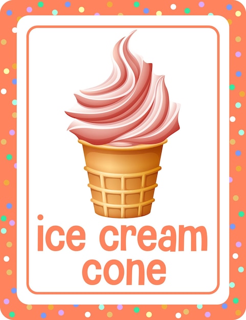 Vocabulary flashcard with ice cream cone