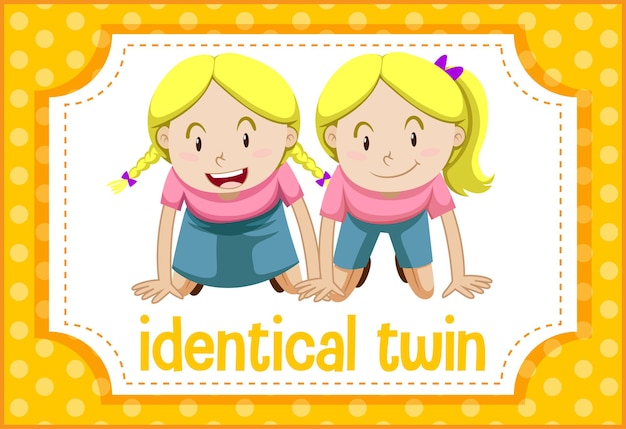 無料ベクター 一卵性双生児の単語が付いた語彙フラッシュカード