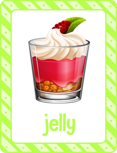 Vettore gratuito flashcard di vocabolario con la parola jelly