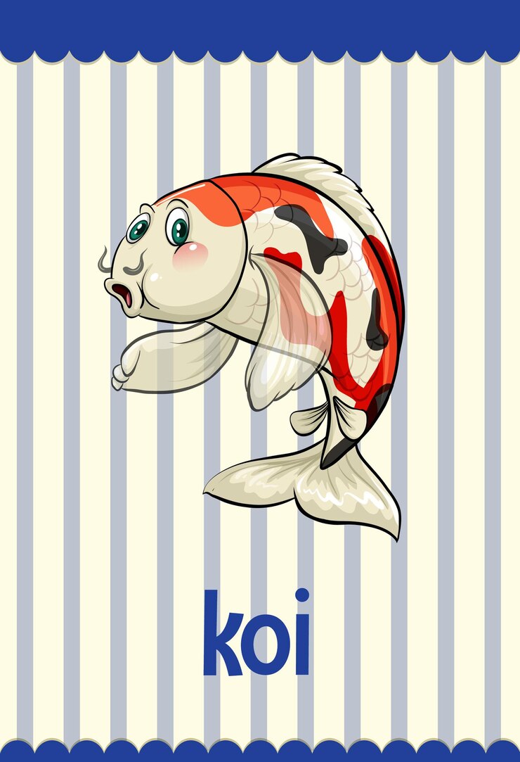 Free Vector vocabulary flashcard with word koi