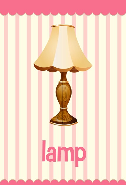 Flashcard di vocabolario con la parola lamp