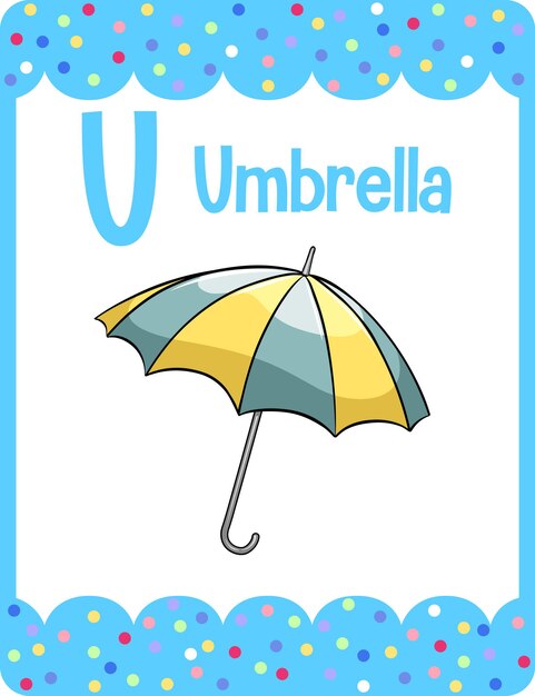 Vocabulary flashcard with word Umbrella