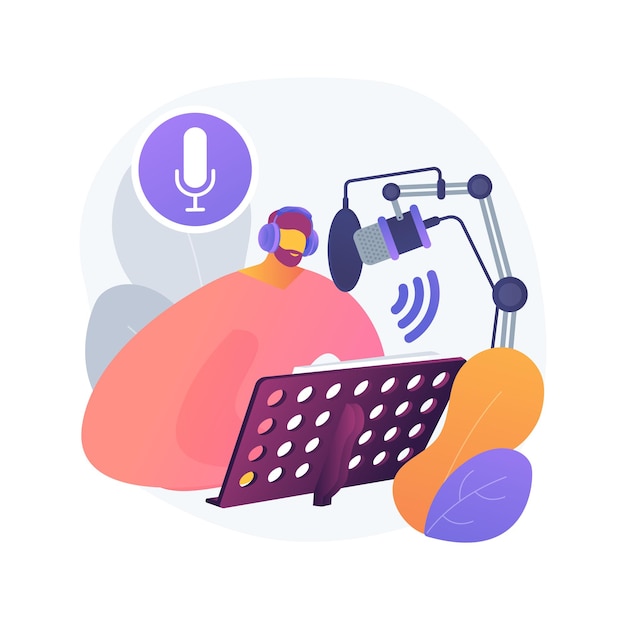 無料ベクター ボイスオーバーサービスの抽象的な概念図。ボイスオーバーレコーディングスタジオ、オーディオおよびビデオ制作サービス、ナレーションアーティスト、広告代理店、テキストからスピーチ