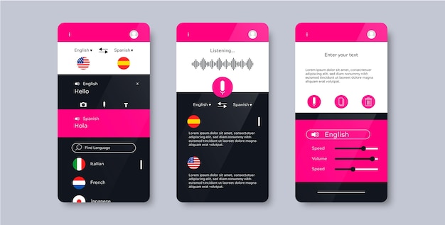 Free vector voice translator app concept