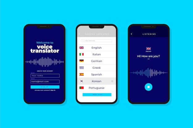 Free vector voice translator app