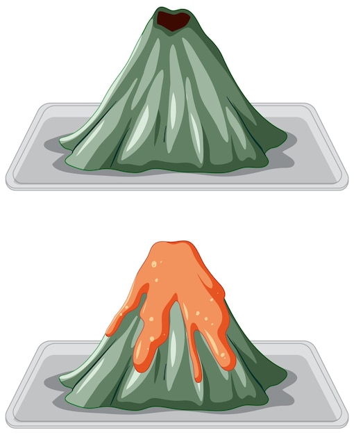 Free vector volcanic eruption model on white background