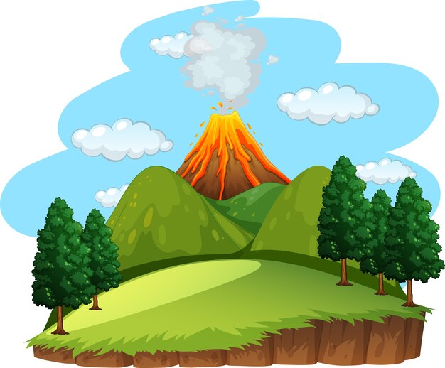火山の噴火 漫画イラスト プレミアムベクター 火山の噴火 漫画イラスト プレミアムベクター