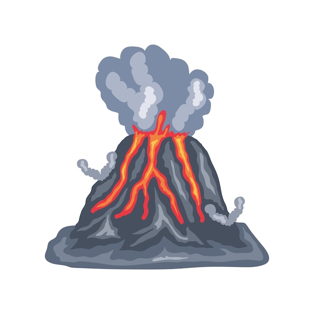 Free vector volcano crater with lava