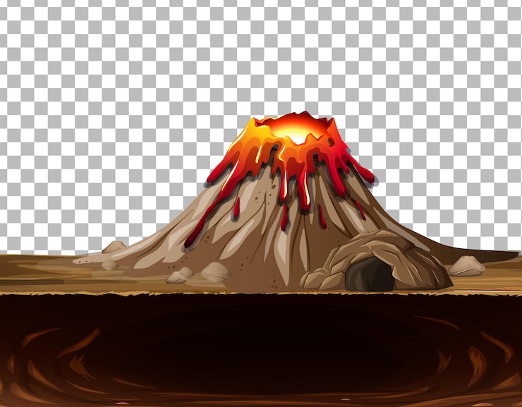 Free Vector volcano eruption with cave