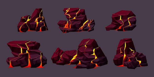 Free vector volcano rocks texture with lava in cracks