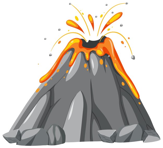 Volcano with lava in cartoon style