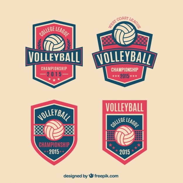 Free vector volleyball badges pack