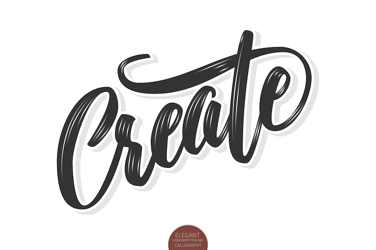 Free Vector volumetric create phrase. hand drawn motivation card with modern brush calligraphy.