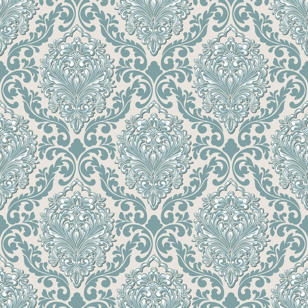 Free vector volumetric damask seamless pattern. elegant luxury embossed texture