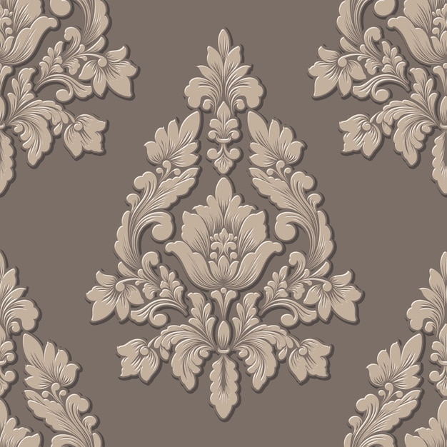 Free vector volumetric damask seamless pattern element