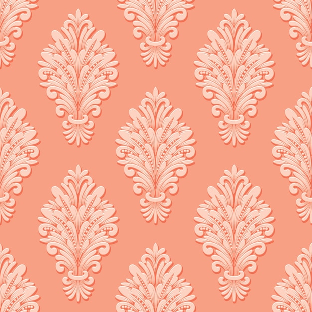 Free vector volumetric damask seamless pattern