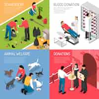 Free vector volunteering isometric concept