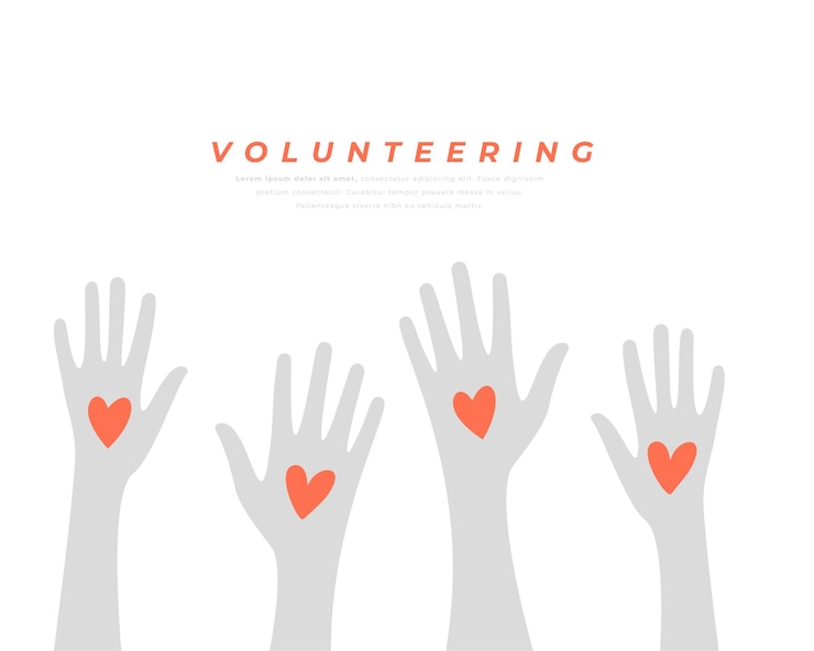 Free Vector volunteering solidarity hands up with love heart design vector