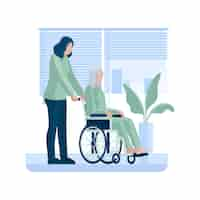 Free vector volunteers helping eldery people illustration