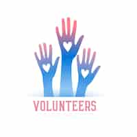 Free vector volunteers team hand up background with love heart vector