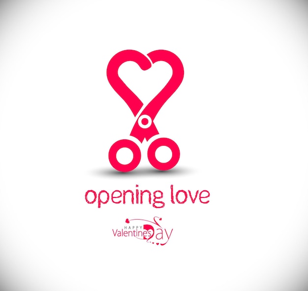 VOpening love Логотип День Святого Валентина Фон сердца, векторная иллюстрация.