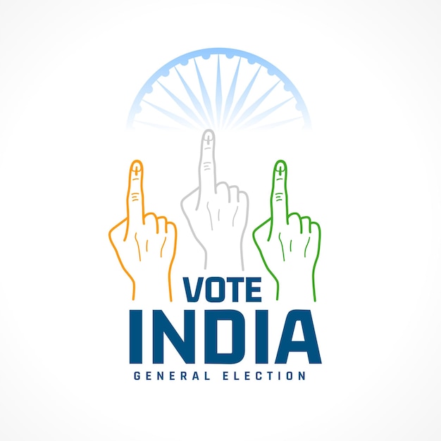 無料ベクター インド総選挙の背景に色とりどりの指で投票する