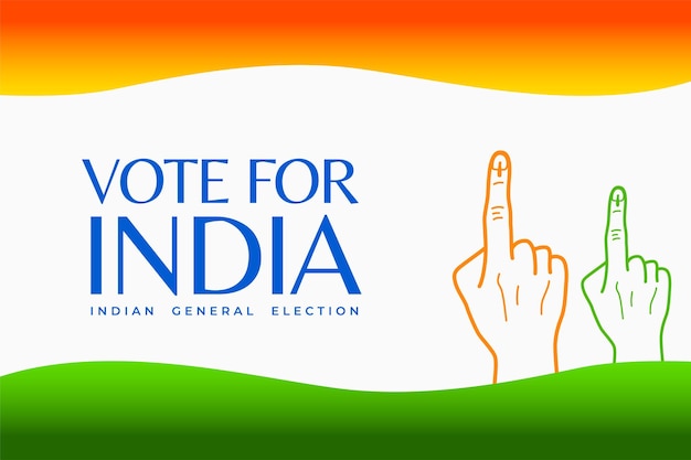 Бесплатное векторное изображение Баннер для голосования на всеобщих выборах в индии с рисунком пальца избирателя