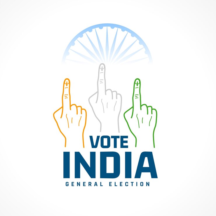 मुफ़्त वेक्टर vote for india general election background with colorful finger