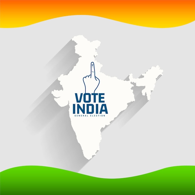 Free vector vote for indian general election background with india map design