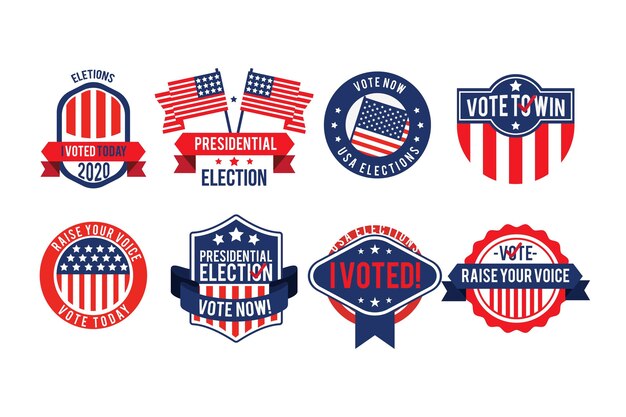 Voting badges and stickers set