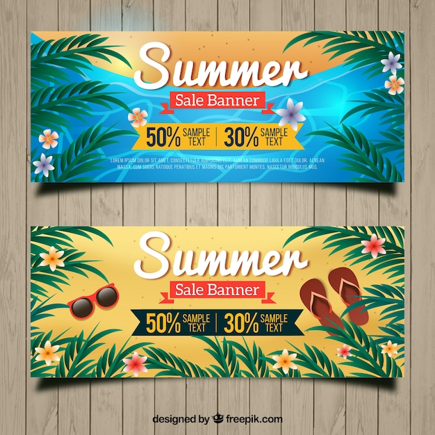 Free vector voucher realistic style for summer