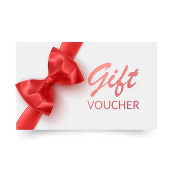 Voucher template with red bow ribbons design usable for gift coupon voucher or certificate