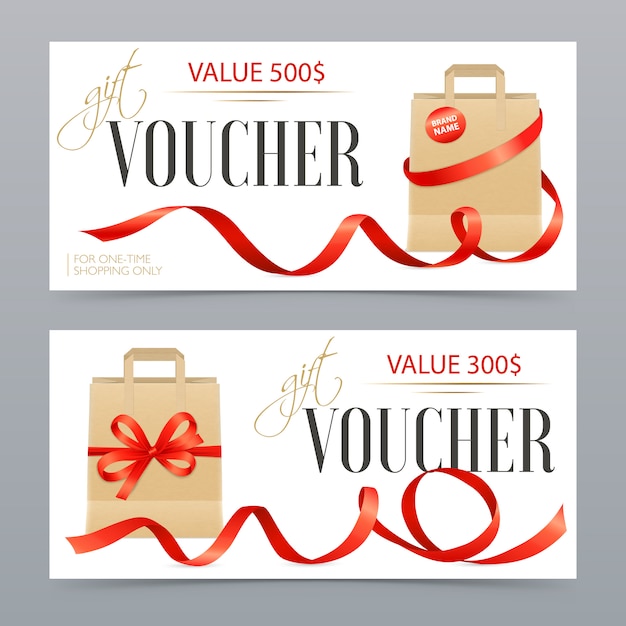 Vouchers Realistic Ribbons Set