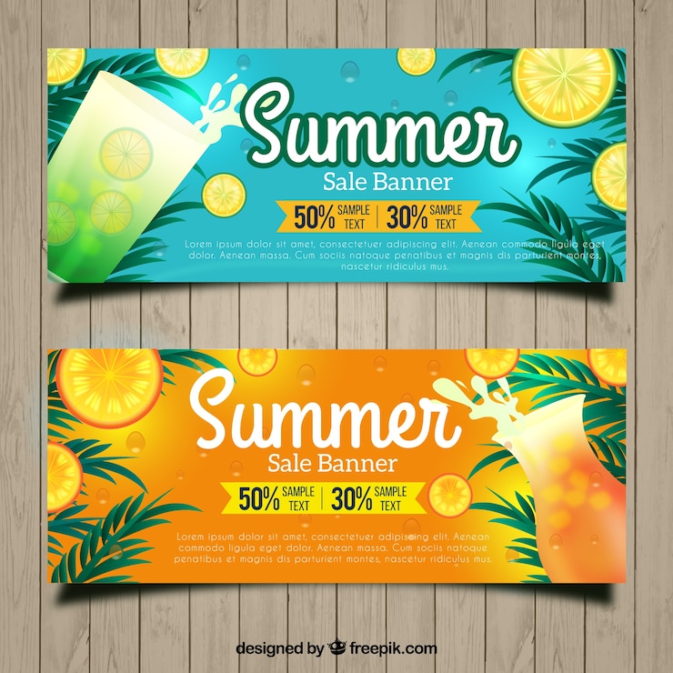 Free Vector vouchers for summer with refreshing drinks