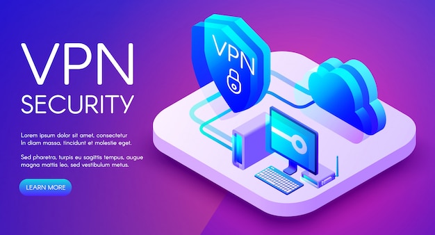 Технология безопасности VPN Изометрическая иллюстрация программного обеспечения для защиты цифровых персональных данных