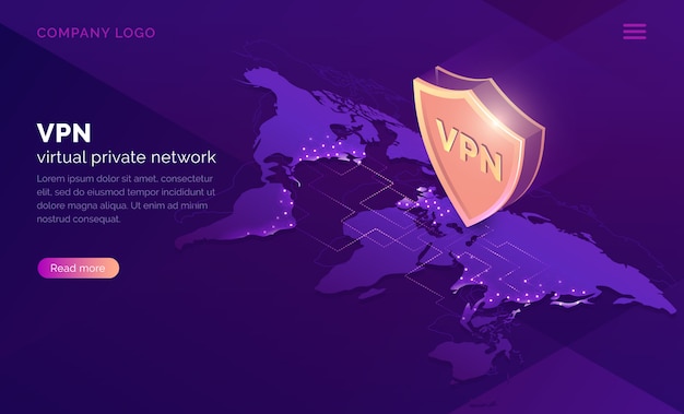 Free vector vpn virtual private network isometric landing page