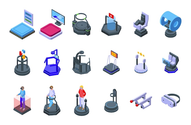 Vr platform icons set isometric vector. augmented reality