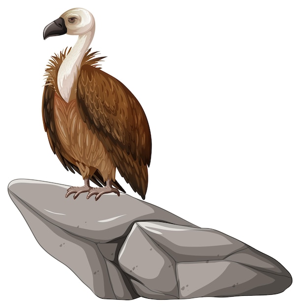 Free vector vulture standing on stone on white background