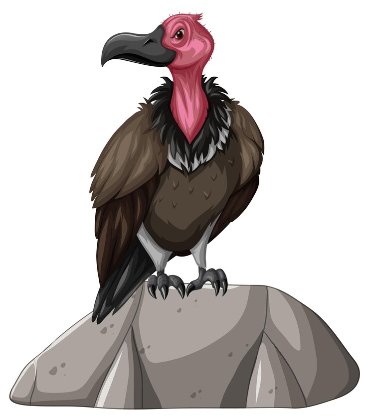 Free Vector vulture standing on stone on white background