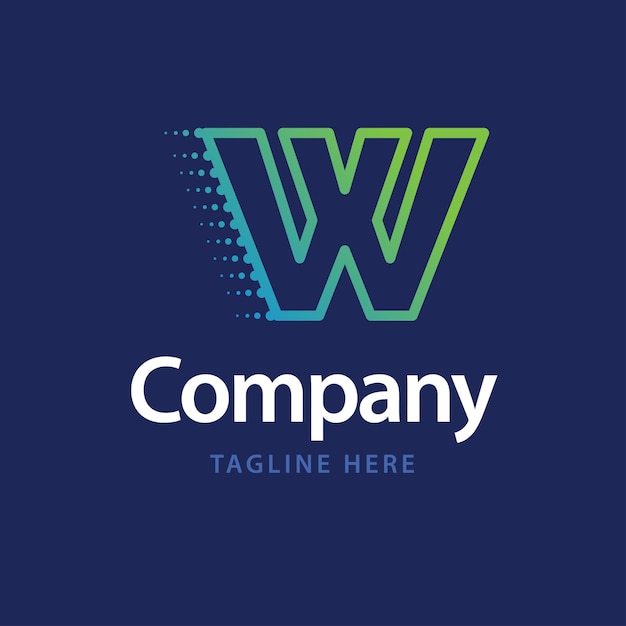 W technology logo business brand identity design vector illustration