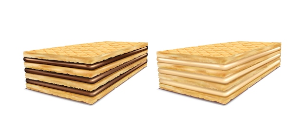 Wafers with chocolate and vanilla filling