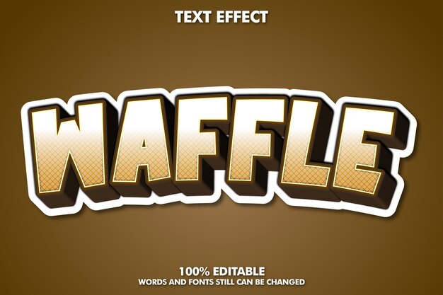 Waffle text, editable cartoon text style