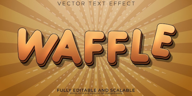 Free vector waffle text effect editable cake and baker text style