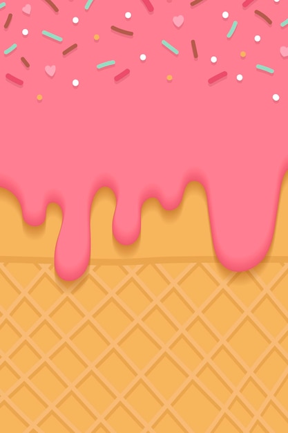 Waffles with strawberry ice cream background