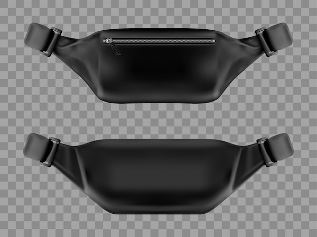 Free vector waist bag, belt pouch, black fanny pack mockup