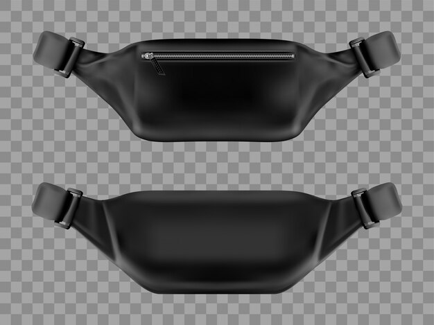 waist bag, belt pouch, black fanny pack mockup