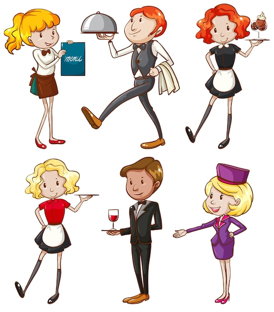 Free vector waiters and waitresses