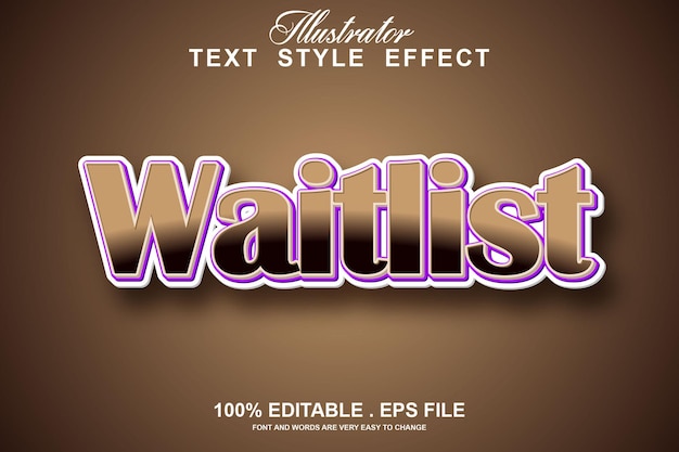 Waitlist text effect editable